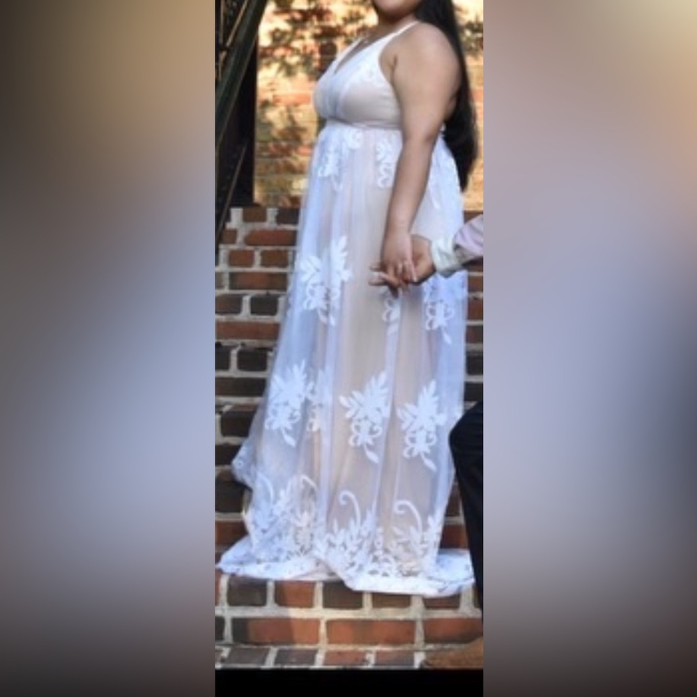 White/nude maxi dress